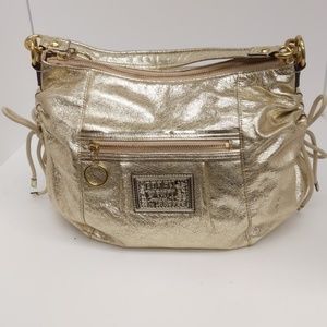 Coach Poppy metallic gold hobo bag